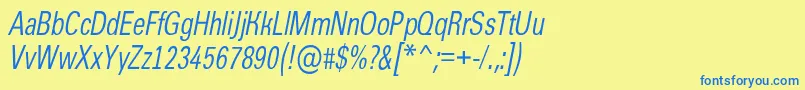 フォントAGroticcnItalic – 青い文字が黄色の背景にあります。