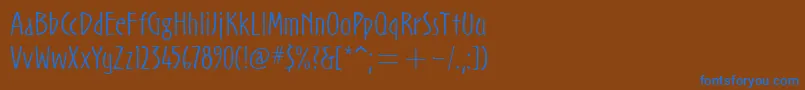 NoovoitcTtLight-Schriftart – Blaue Schriften auf braunem Hintergrund