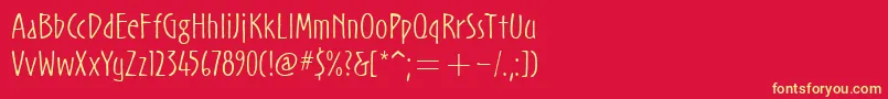 NoovoitcTtLight Font – Yellow Fonts on Red Background