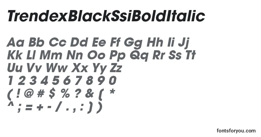 Czcionka TrendexBlackSsiBoldItalic – alfabet, cyfry, specjalne znaki