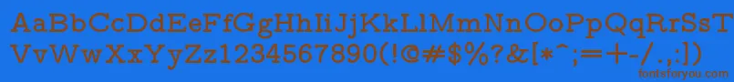 フォントLmmonoproplt10Bold – 茶色の文字が青い背景にあります。