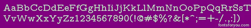 フォントLmmonoproplt10Bold – 紫の背景に緑のフォント