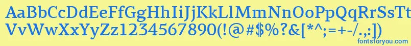 Weitere Informationen zur PfagoraserifproMedium-Schriftart PfagoraserifproMedium-Schriftart – Blaue Schriften auf gelbem Hintergrund