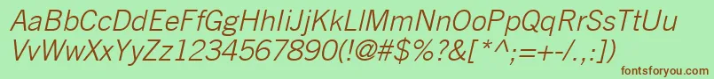 CommerceLightSsiLightItalic Font – Brown Fonts on Green Background