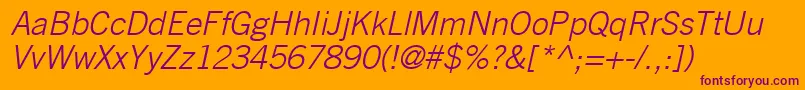 CommerceLightSsiLightItalic-Schriftart – Violette Schriften auf orangefarbenem Hintergrund