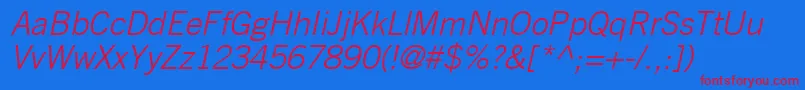 CommerceLightSsiLightItalic-fontti – punaiset fontit sinisellä taustalla