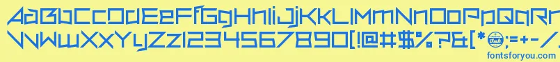 VerminVore-Schriftart – Blaue Schriften auf gelbem Hintergrund