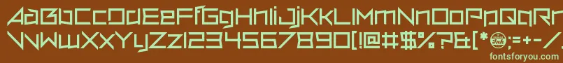 フォントVerminVore – 緑色の文字が茶色の背景にあります。