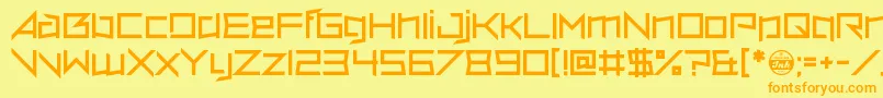 フォントVerminVore – オレンジの文字が黄色の背景にあります。