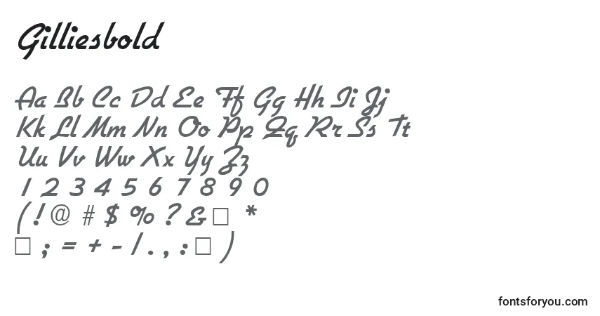 Czcionka Gilliesbold – alfabet, cyfry, specjalne znaki