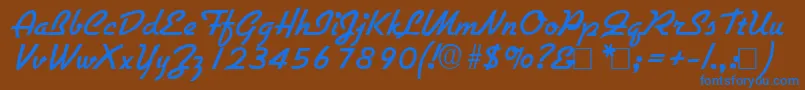 Więcej informacji o czcionce Gilliesbold Czcionka Gilliesbold – niebieskie czcionki na brązowym tle