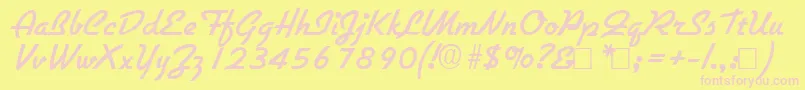 Gilliesbold-fontti – vaaleanpunaiset fontit keltaisella taustalla