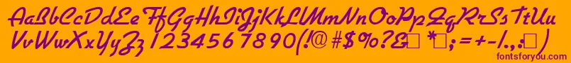 Gilliesbold-Schriftart – Violette Schriften auf orangefarbenem Hintergrund
