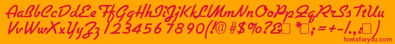 Czcionka Gilliesbold – czerwone czcionki na pomarańczowym tle