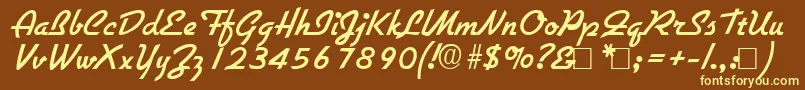 Gilliesbold-fontti – keltaiset fontit ruskealla taustalla