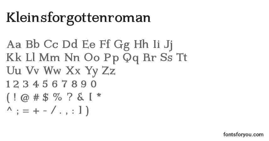 Шрифт Kleinsforgottenroman – алфавит, цифры, специальные символы