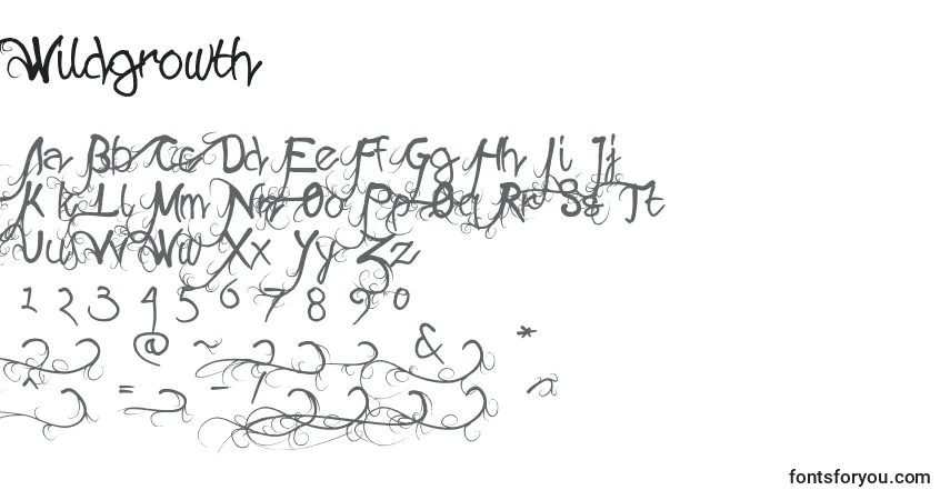 Czcionka Wildgrowth – alfabet, cyfry, specjalne znaki