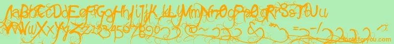 Wildgrowth-Schriftart – Orangefarbene Schriften auf grünem Hintergrund