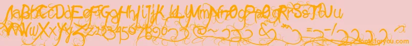 Wildgrowth-Schriftart – Orangefarbene Schriften auf rosa Hintergrund