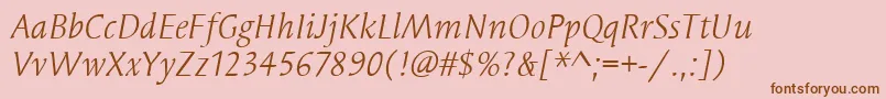 Más sobre la fuente SyndorItcBookItalic fuente SyndorItcBookItalic – Fuentes Marrones Sobre Fondo Rosa