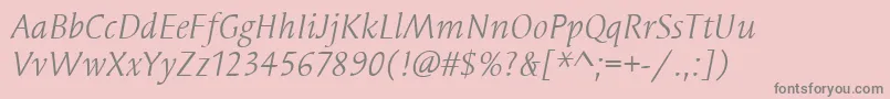 フォントSyndorItcBookItalic – ピンクの背景に灰色の文字