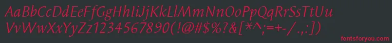 SyndorItcBookItalic Font – Red Fonts on Black Background