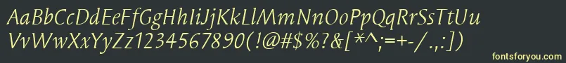 SyndorItcBookItalic Font – Yellow Fonts on Black Background