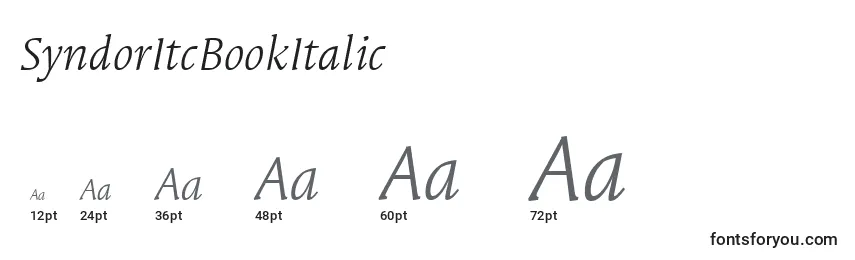 Размеры шрифта SyndorItcBookItalic