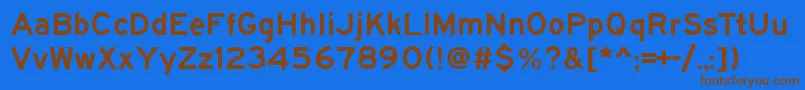 フォントRoadgeek2005SeriesE – 茶色の文字が青い背景にあります。