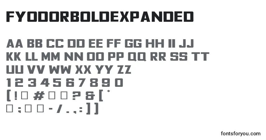 A fonte FyodorBoldexpanded – alfabeto, números, caracteres especiais