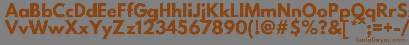 フォントLeaguespartanBold – 茶色の文字が灰色の背景にあります。