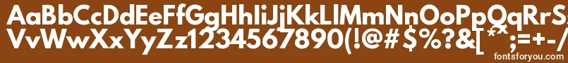 LeaguespartanBold-fontti – valkoiset fontit ruskealla taustalla