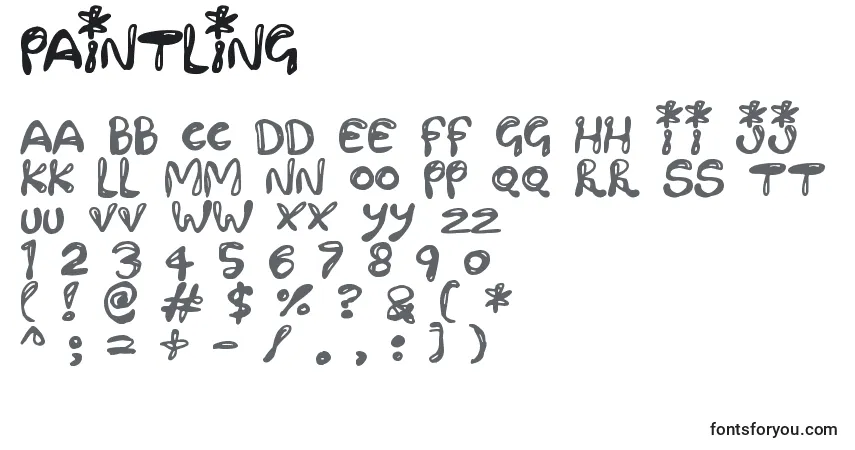 A fonte Paintling – alfabeto, números, caracteres especiais