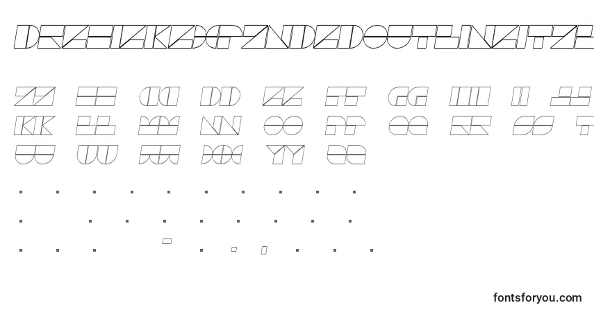 Шрифт DrebiekExpandedOutlineItalic – алфавит, цифры, специальные символы