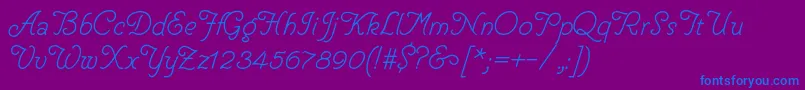 HelveCursive-Schriftart – Blaue Schriften auf violettem Hintergrund