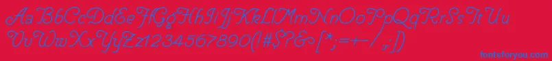 フォントHelveCursive – 赤い背景に青い文字