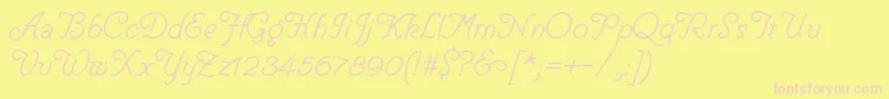 Fonte HelveCursive – fontes rosa em um fundo amarelo