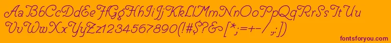 Fonte HelveCursive – fontes roxas em um fundo laranja