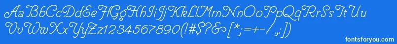 HelveCursive Font – Yellow Fonts on Blue Background