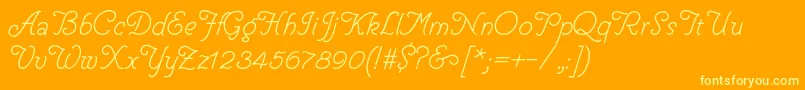 Fonte HelveCursive – fontes amarelas em um fundo laranja