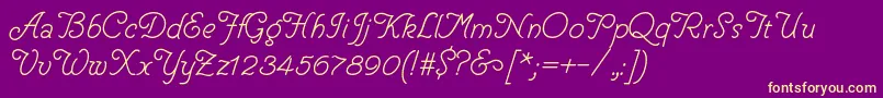 Fonte HelveCursive – fontes amarelas em um fundo roxo