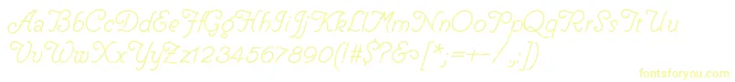 HelveCursive-Schriftart – Gelbe Schriften auf weißem Hintergrund
