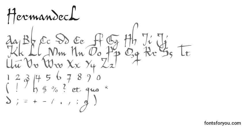 A fonte HermandecL – alfabeto, números, caracteres especiais