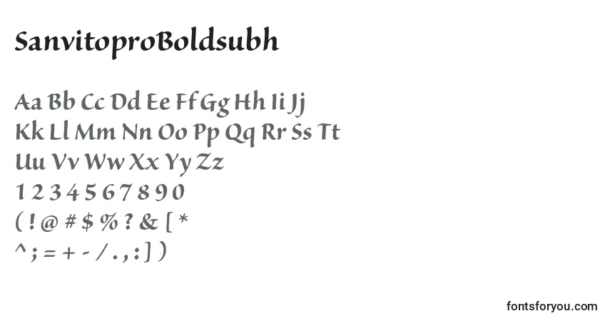 Шрифт SanvitoproBoldsubh – алфавит, цифры, специальные символы
