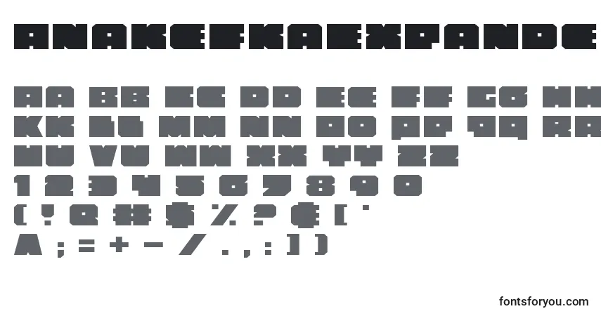 Schriftart AnakefkaExpanded – Alphabet, Zahlen, spezielle Symbole