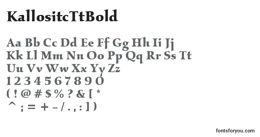 Шрифт KallositcTtBold – алфавит, цифры, специальные символы