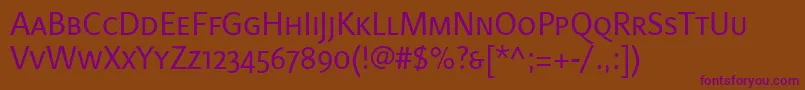 LinotypefinneganscRegular Font – Purple Fonts on Brown Background