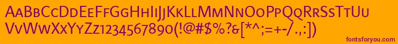 LinotypefinneganscRegular Font – Purple Fonts on Orange Background