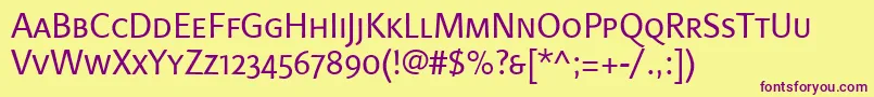 LinotypefinneganscRegular Font – Purple Fonts on Yellow Background