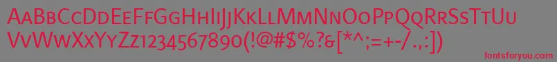LinotypefinneganscRegular Font – Red Fonts on Gray Background